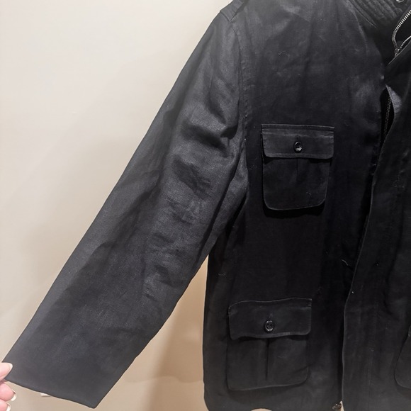 Cigar Couture Men's Large 100% Linen Black Full Zip Jacket Safari Style Smoke - Picture 6 of 15